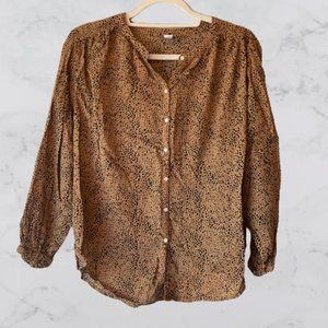 OLD NAVY Buttoned 3/4 Sleeve Leopard Print Blouse (MP)